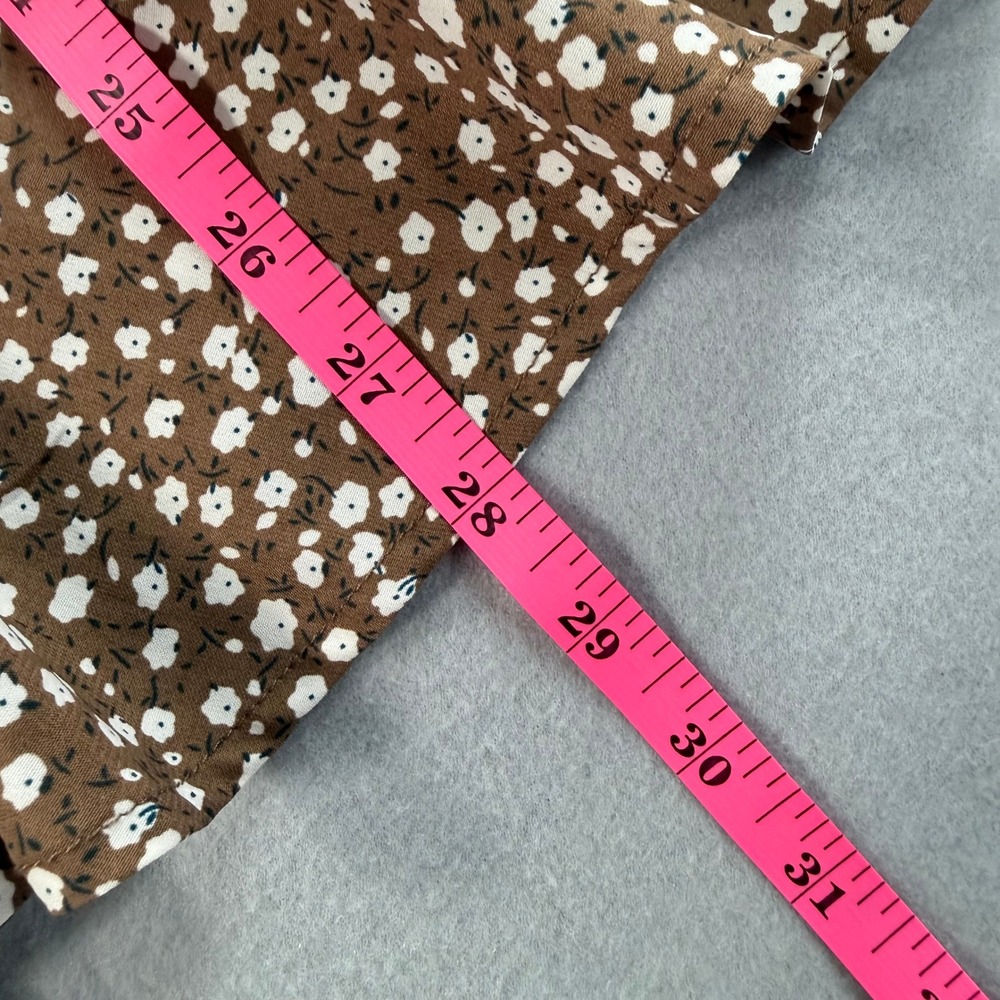 Cottagecore Soft Girl Floral Romper Women Medium Brown Smocked Tie Strap Ditsy - Picture 6 of 9